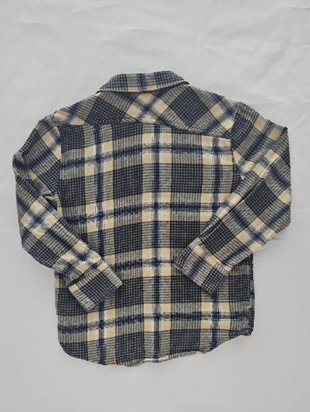 Volcom Kids Plaid Button-Down Shirt - Navy & Yellow Flannel SIZE 4 - Picture 6 of 7